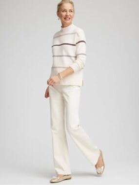 Chico’s Sequined Stripe Pullover Sweater